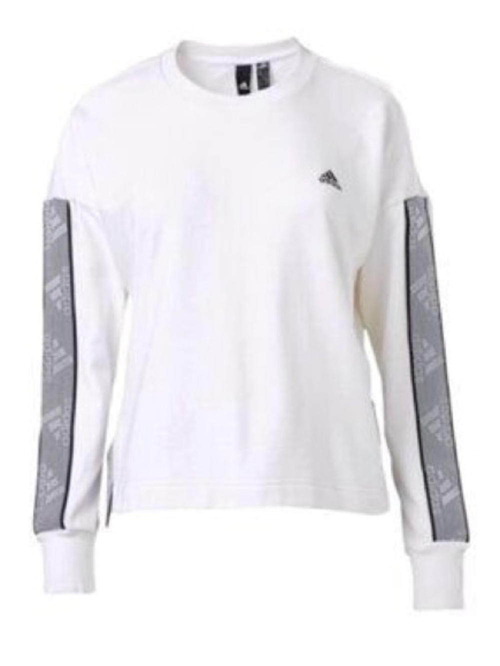 Adidas Women’s White Crewneck Sweatshirt with Grey Logo Tapes
